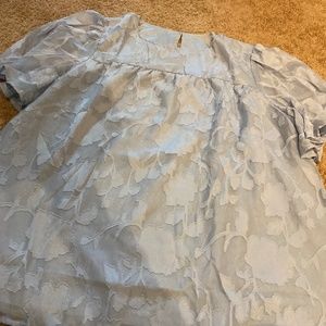 Amazon sky blue floral sheer baby doll dress shirt Sz 2 XL XXL NEW